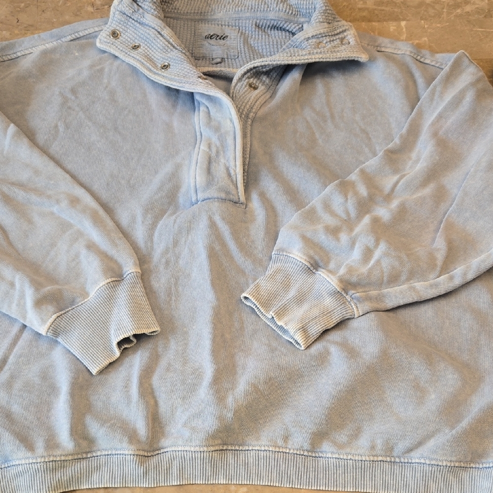 Aerie Men's Zip Up Sweater in Light Blue
